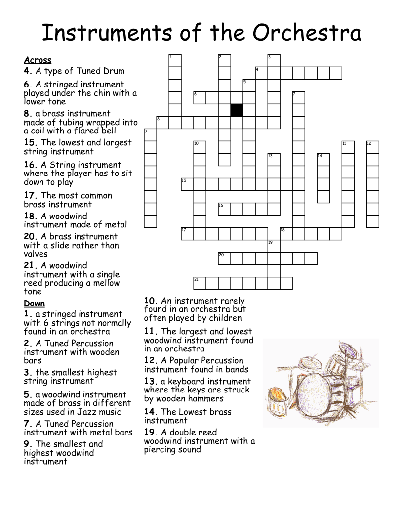 Instruments of the Orchestra Crossword