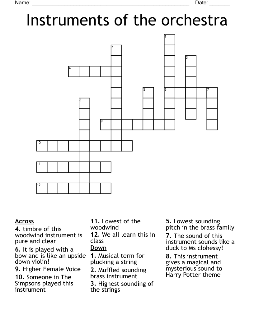 Instruments of the orchestra Crossword