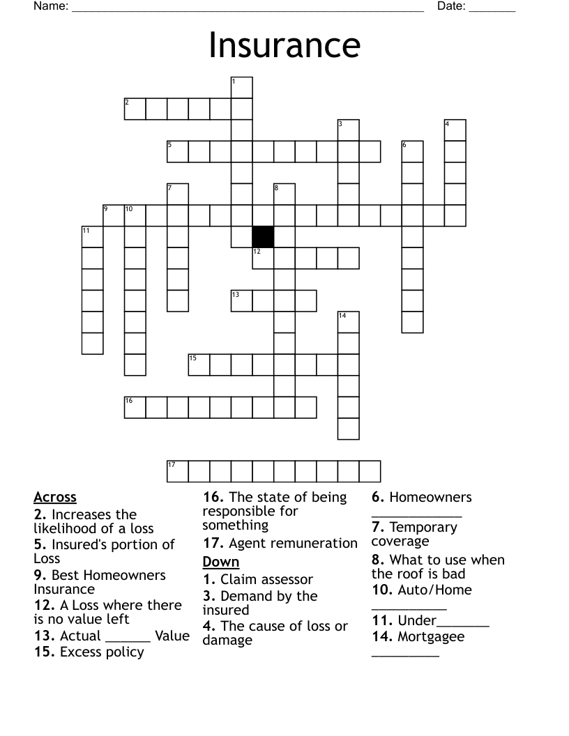 Insurance Crossword