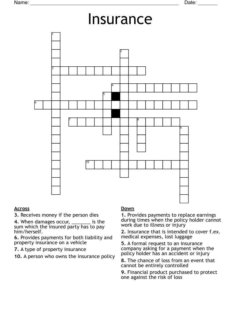 Insurance Crossword
