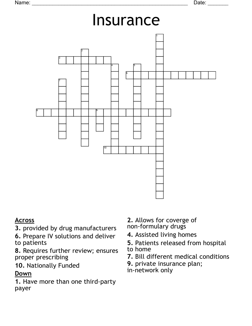 Insurance Crossword