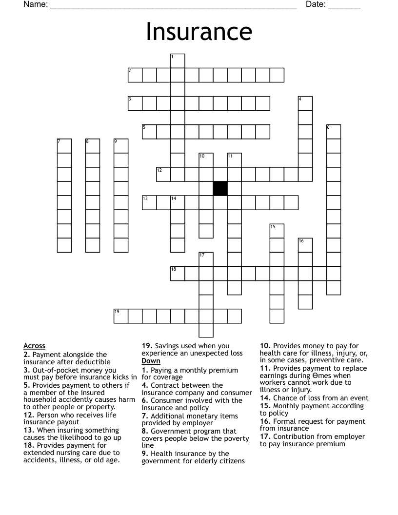 Insurance Crossword