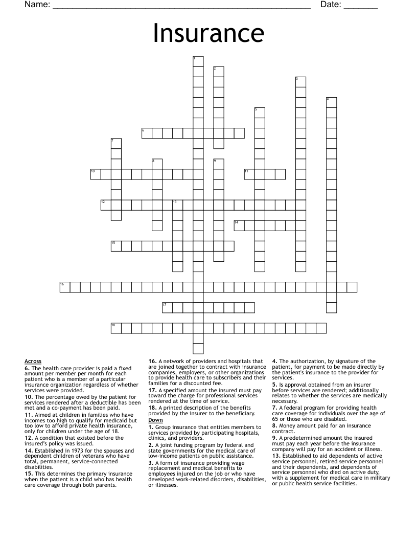 Insurance Crossword