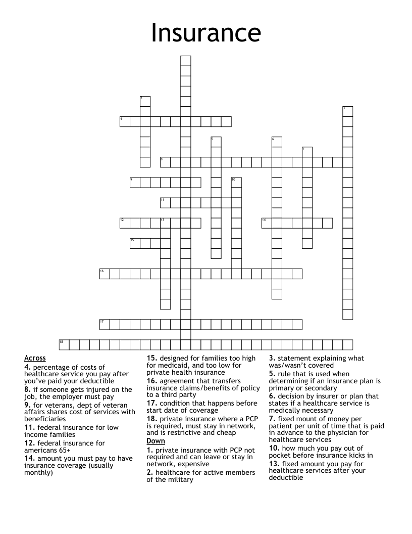 Insurance Crossword