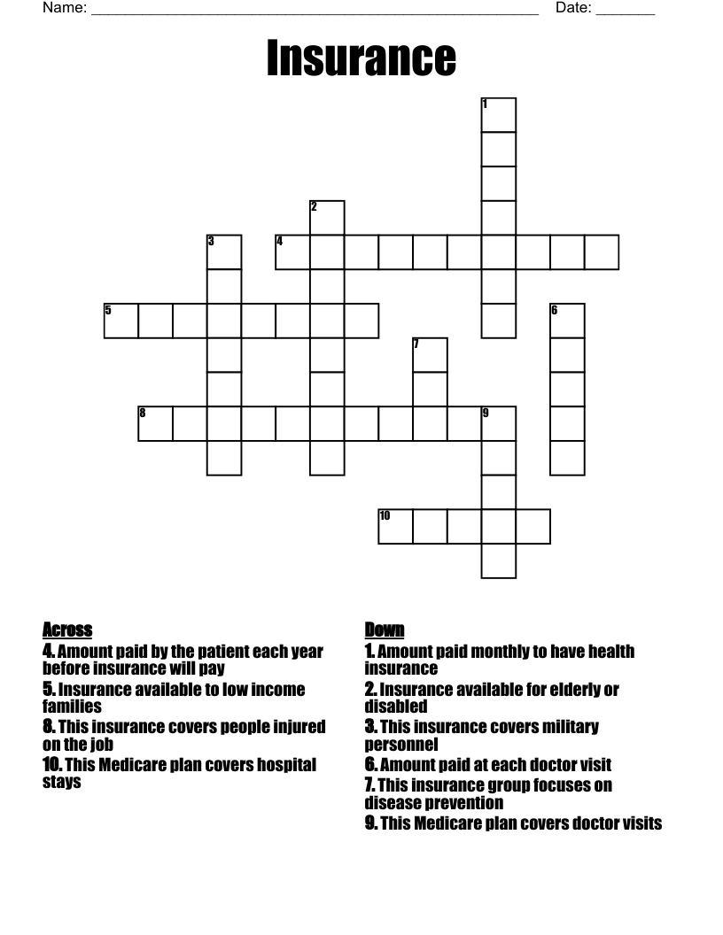 Insurance Crossword
