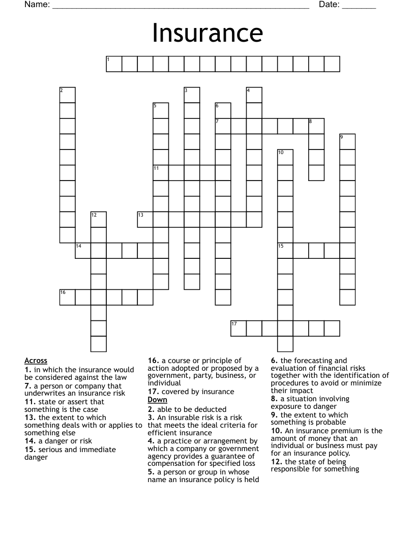 Insurance Crossword