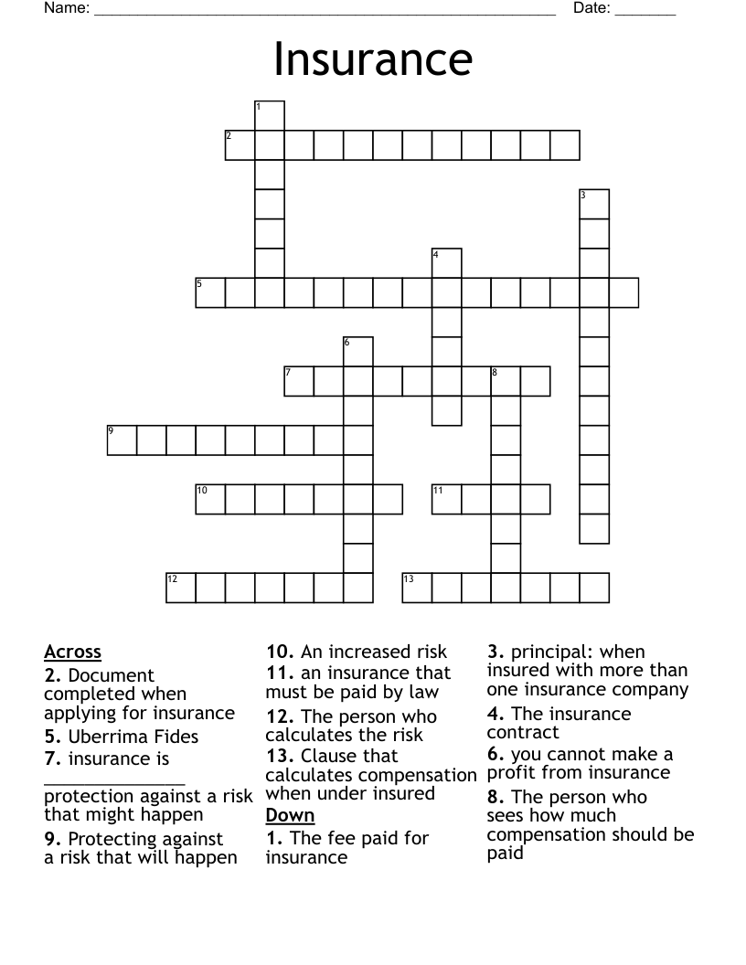 Insurance Crossword