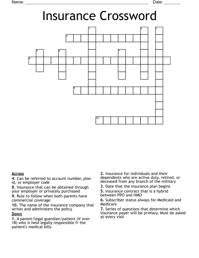 Insurance Crossword