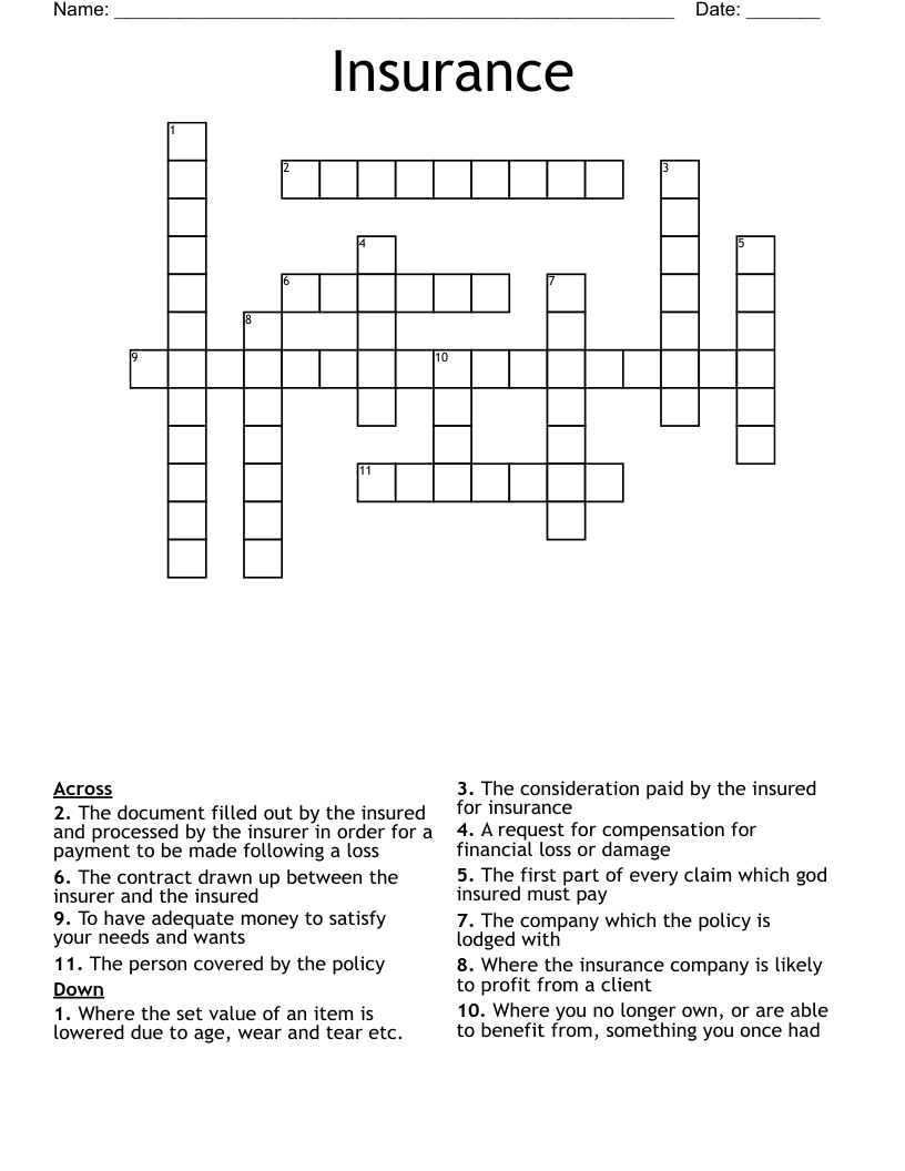 Insurance  Crossword