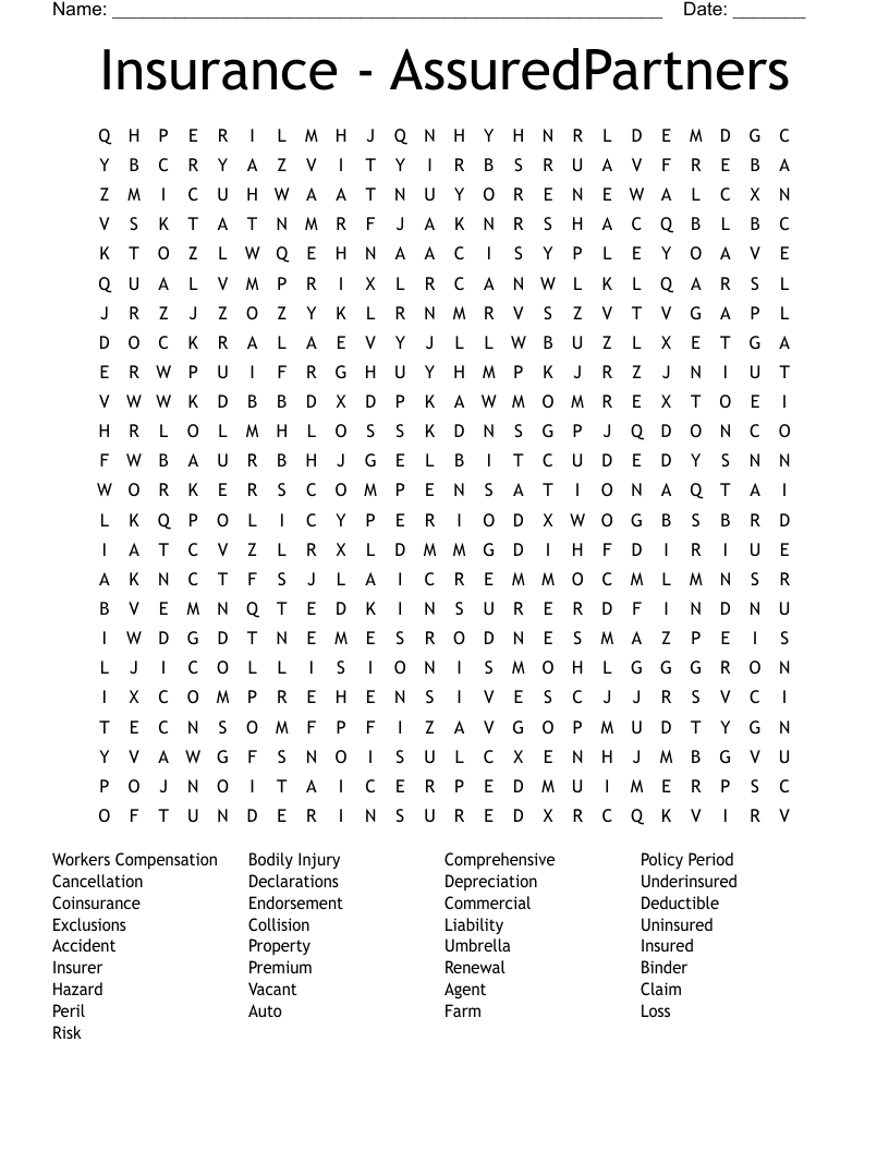 Insurance - AssuredPartners Word Search