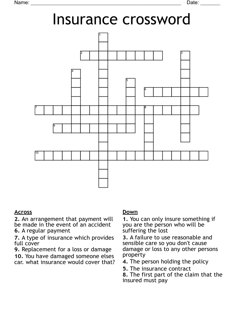 Insurance crossword 