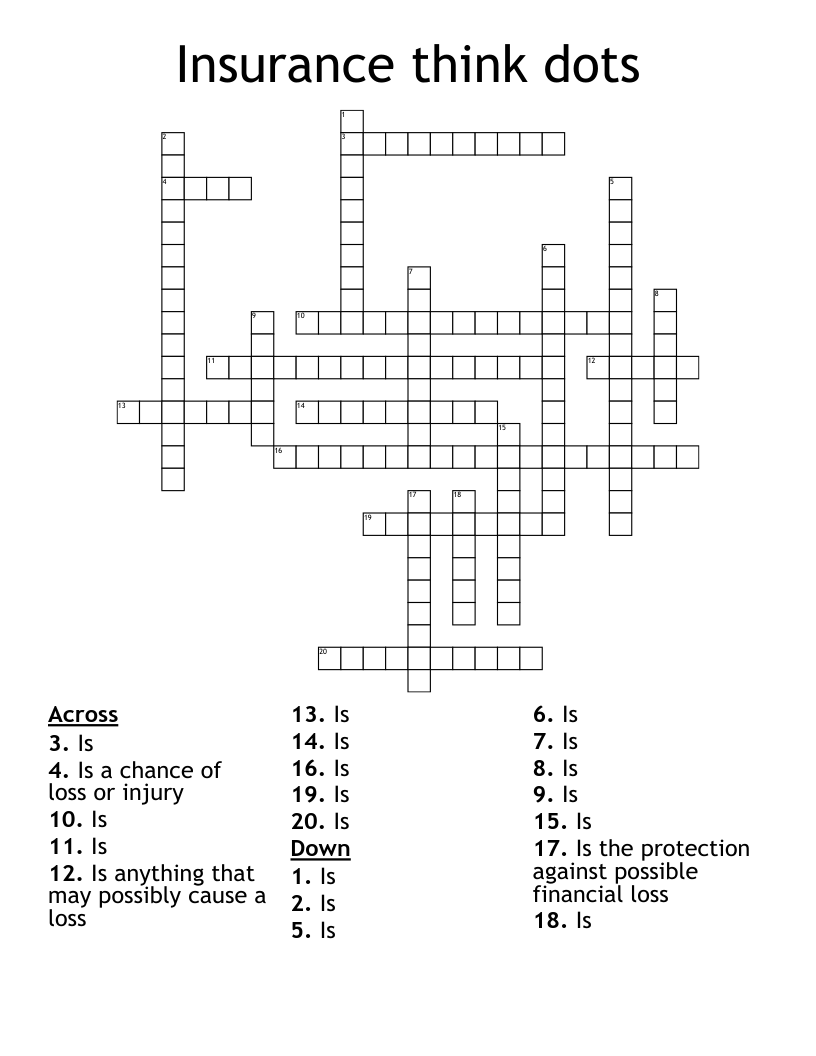 Insurance think dots Crossword