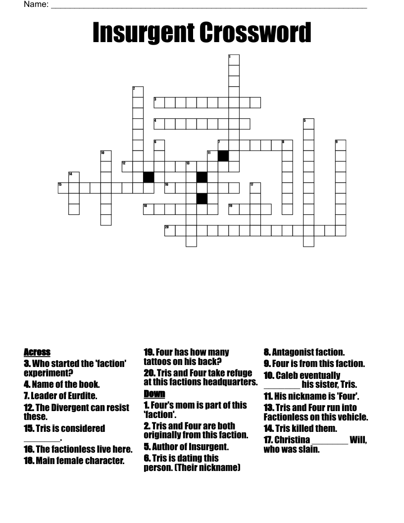 Insurgent Crossword