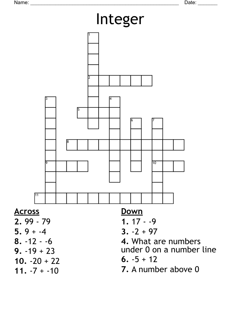Integer Crossword
