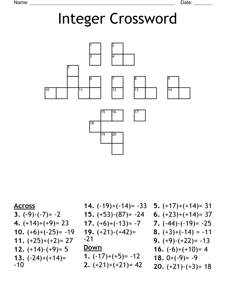 Integer Crossword