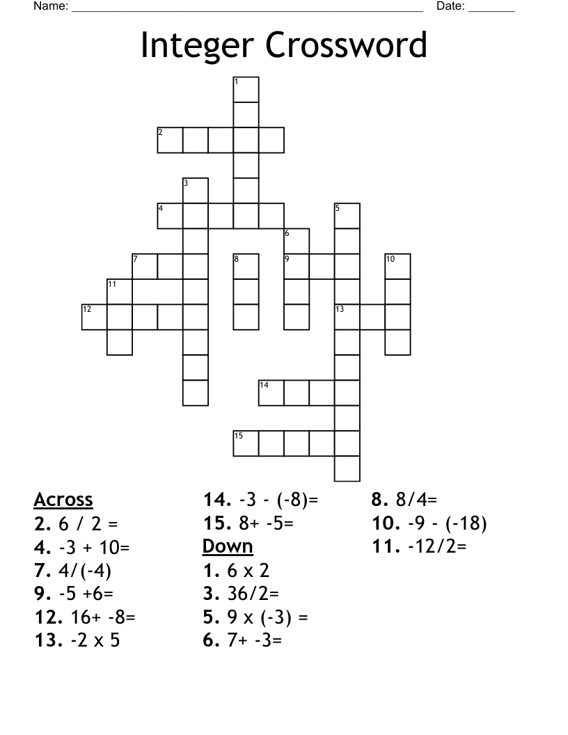 Integer Crossword