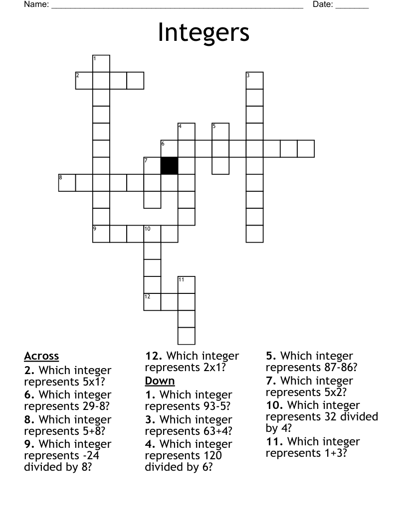 Integers  Crossword