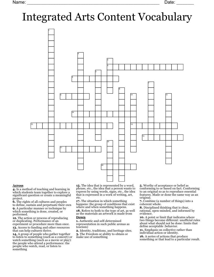 Integrated Arts Content Vocabulary