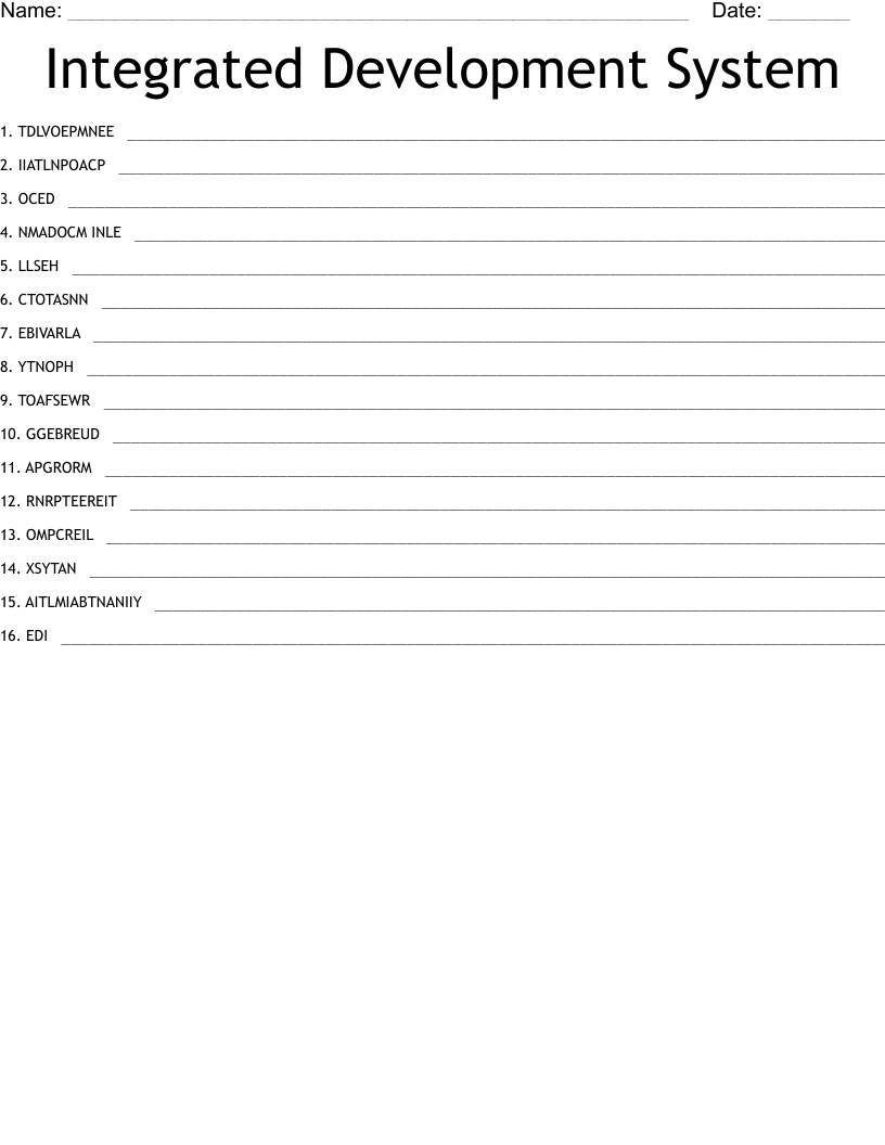 Integrated Development System Word Scramble