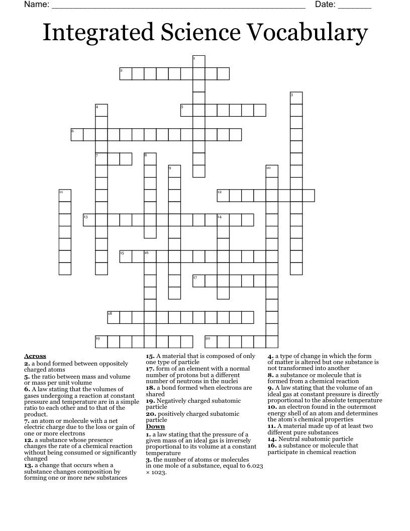 Integrated Science Vocabulary