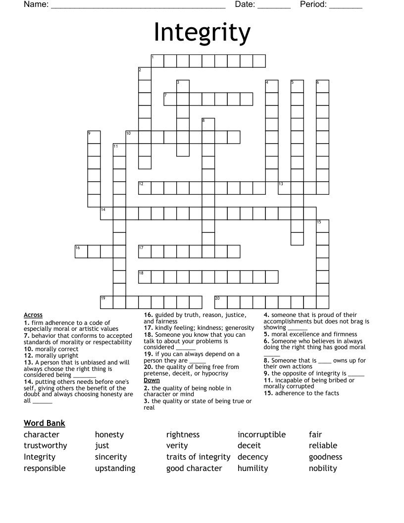 Integrity Crossword