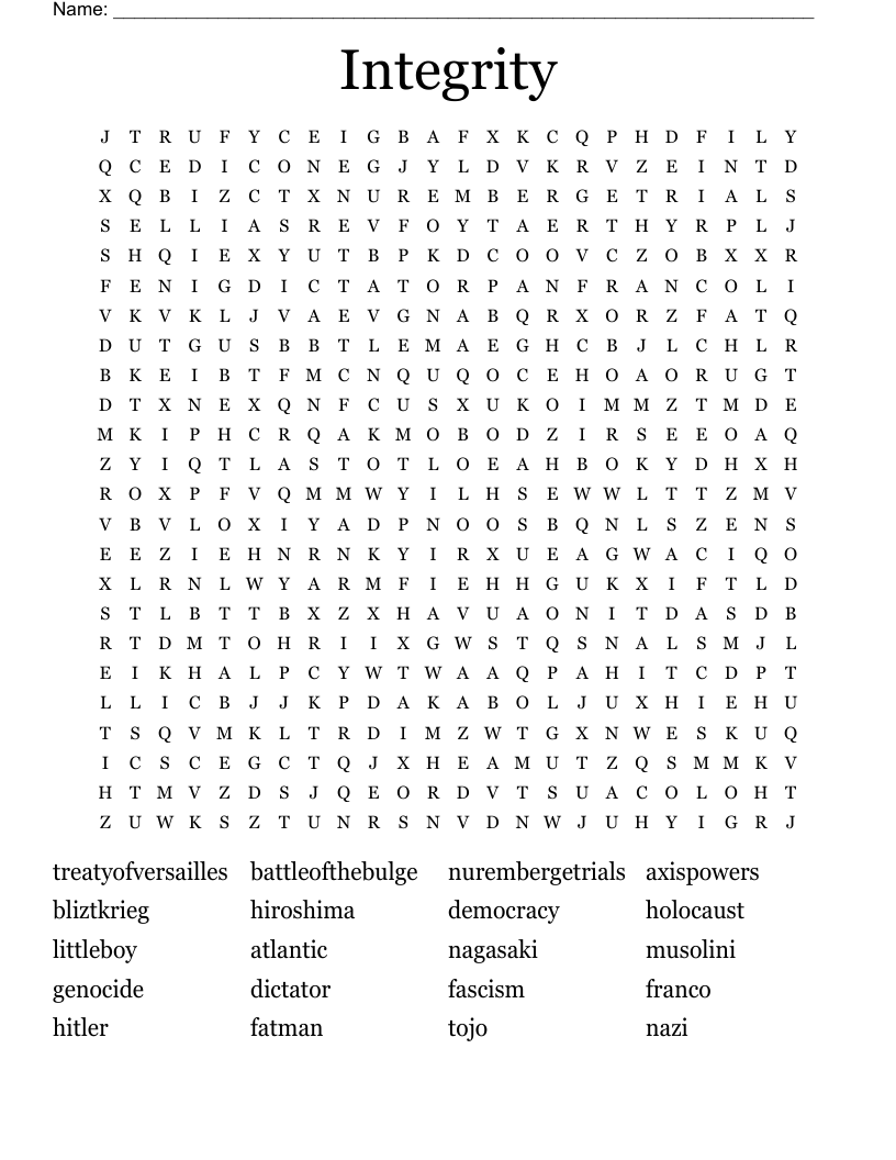 Integrity Word Search