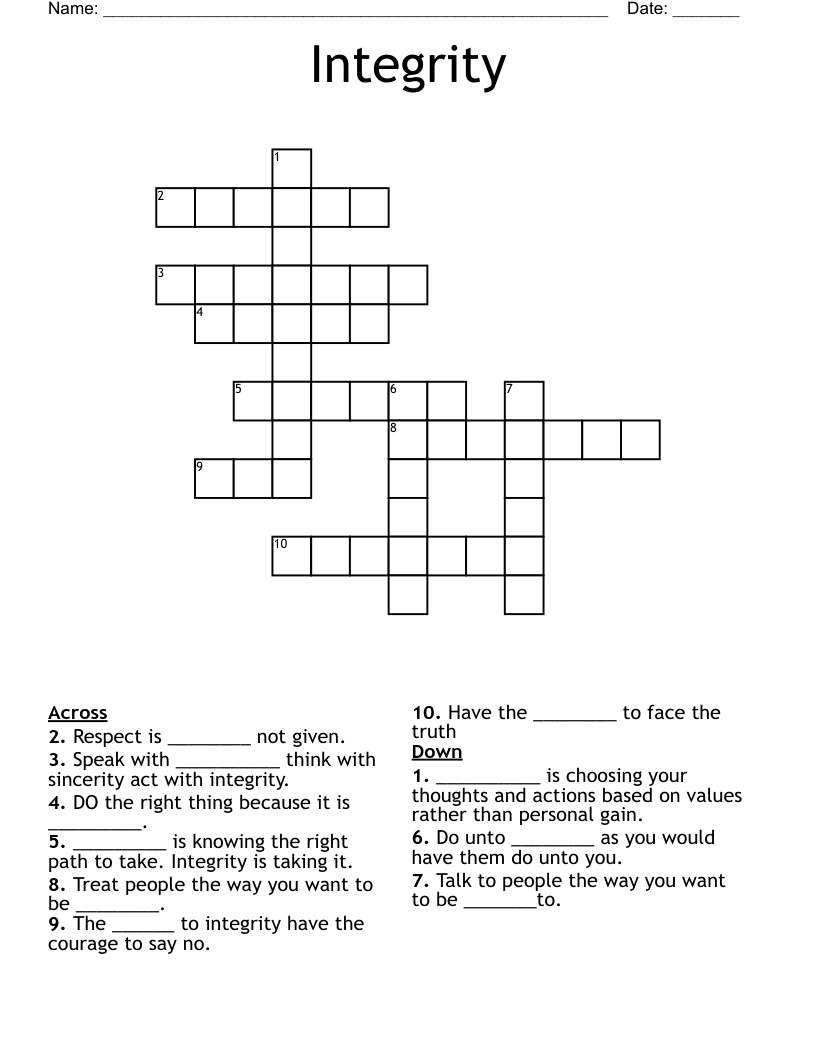 Integrity Crossword