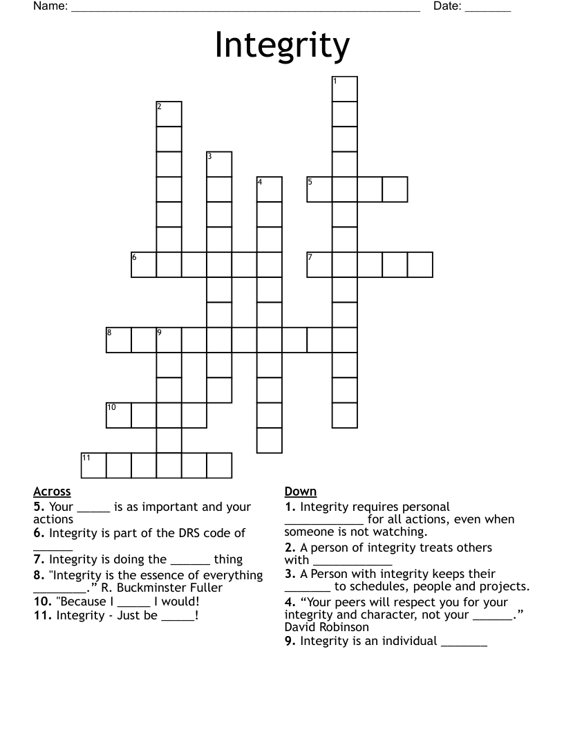 Integrity Crossword