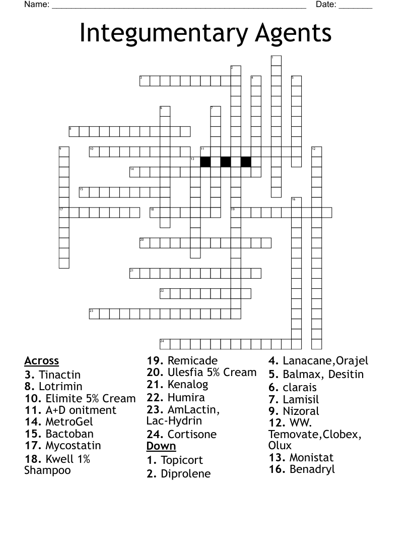 Integumentary Agents Crossword
