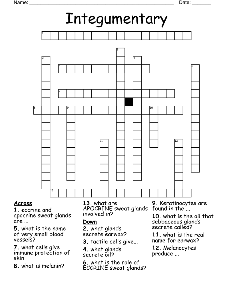 Integumentary  Crossword
