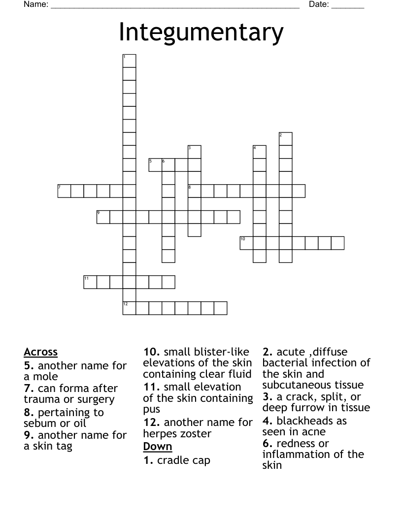 Integumentary    Crossword