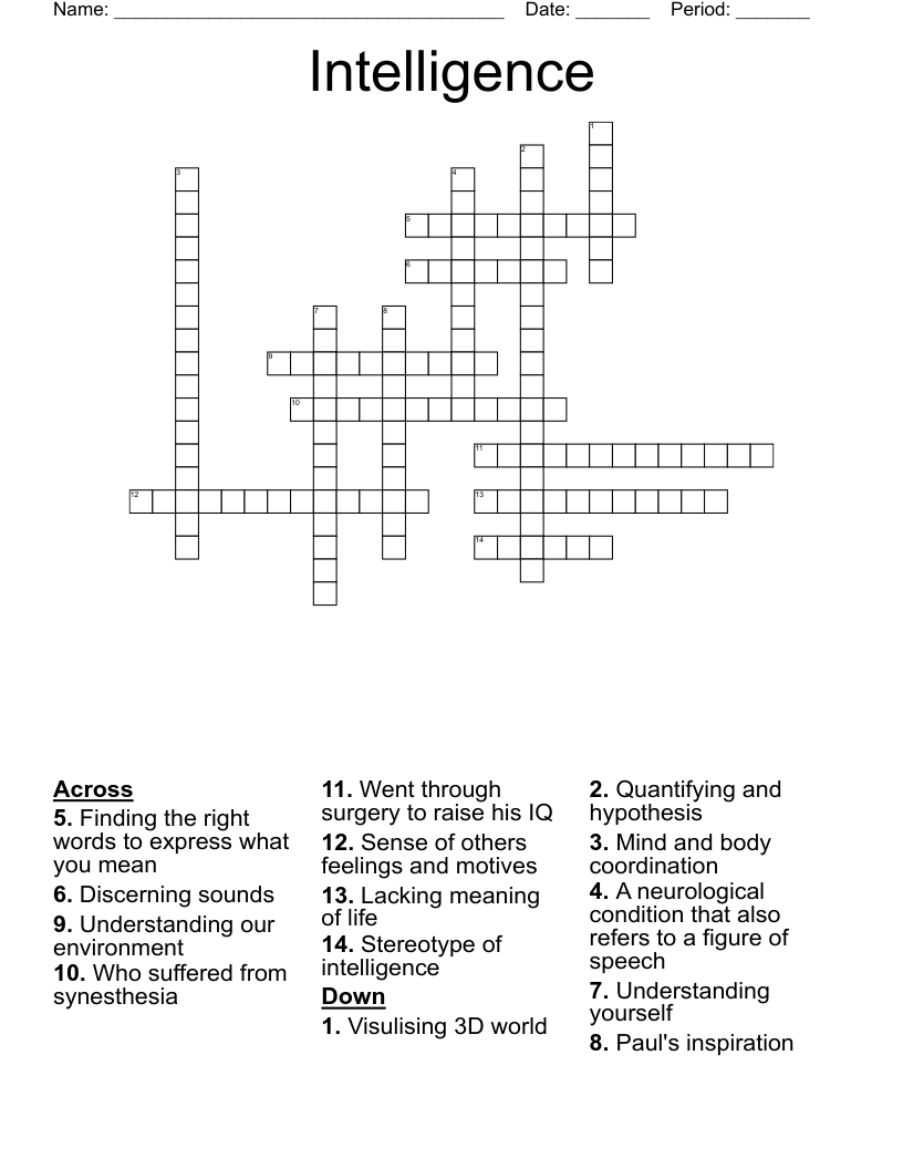 Intelligence Crossword