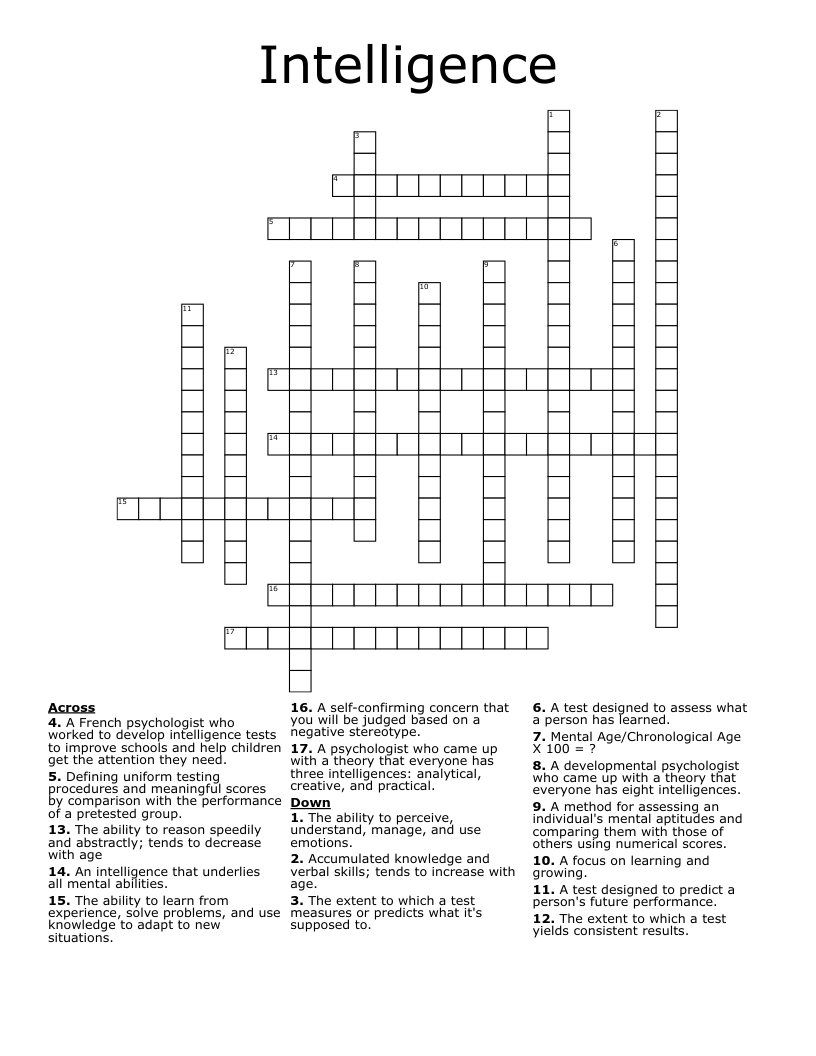Intelligence Crossword
