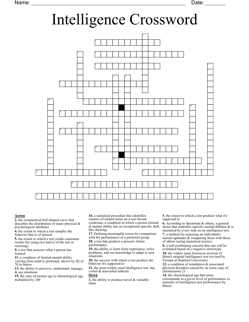 Intelligence Crossword