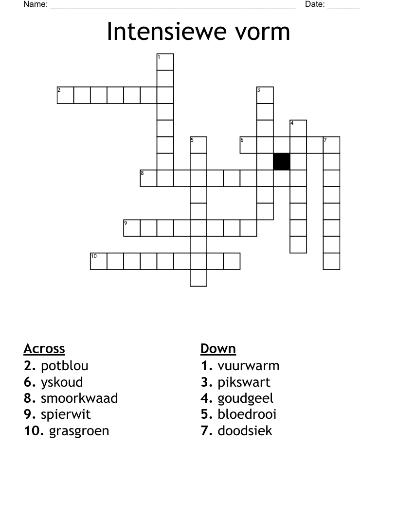 Intensiewe vorm Crossword