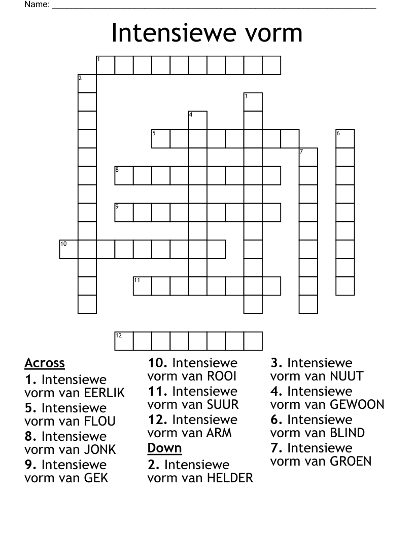 Intensiewe vorm Crossword