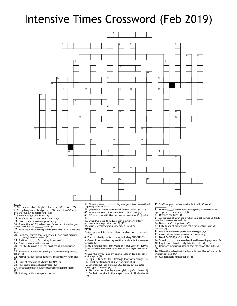 Intensive Times Crossword (Feb 2019)