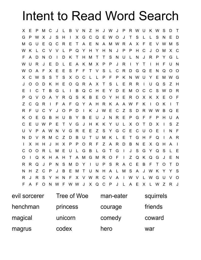Intent to Read Word Search