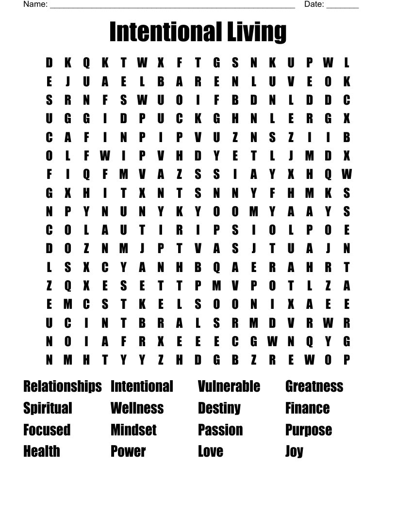 Intentional Living Word Search
