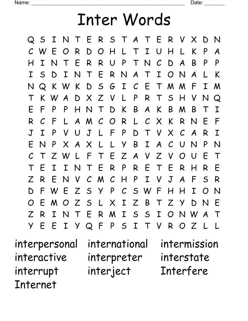 Inter Words Word Search