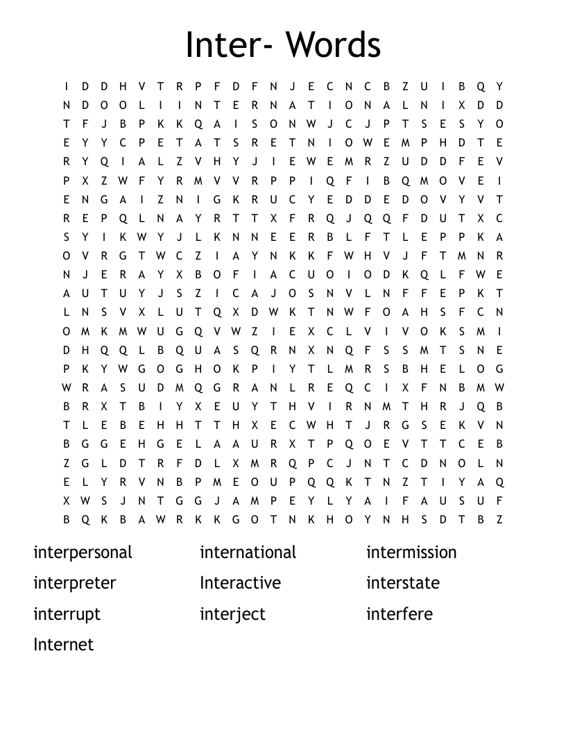 Inter- Words Word Search