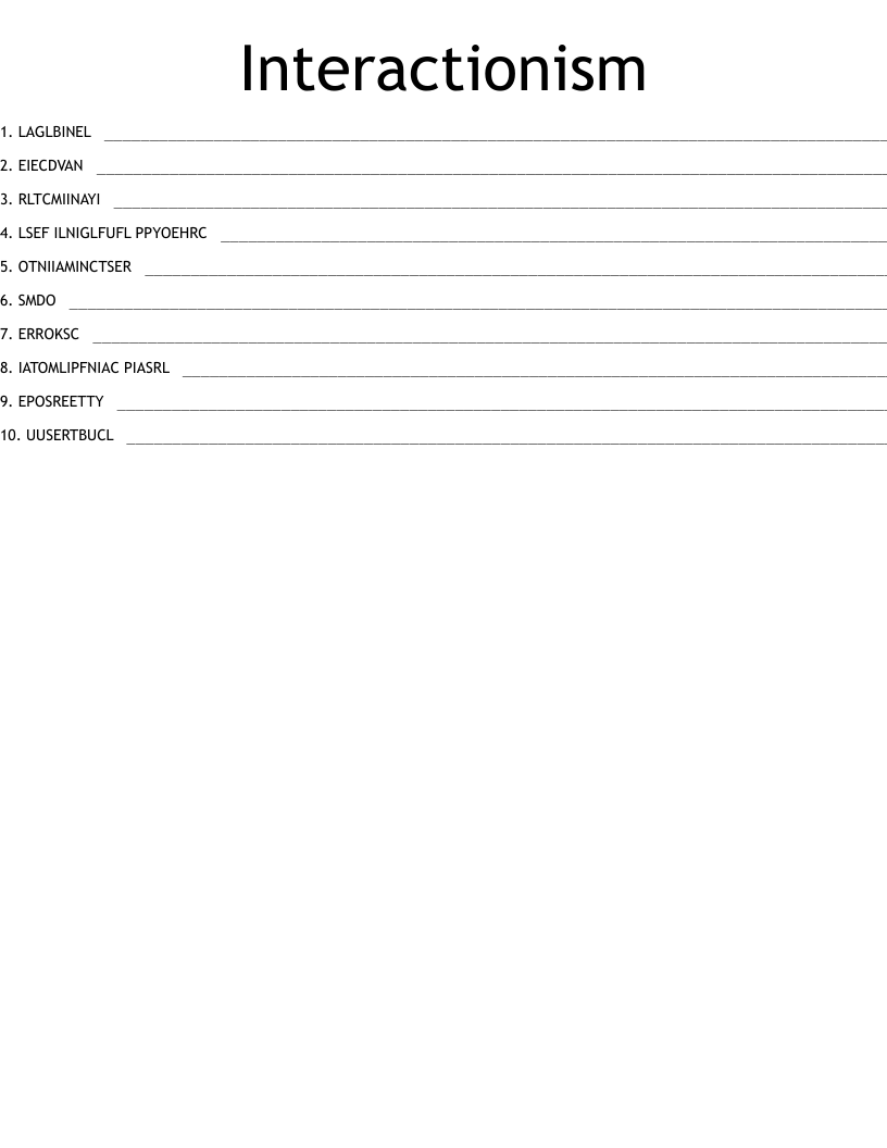 Interactionism Word Scramble