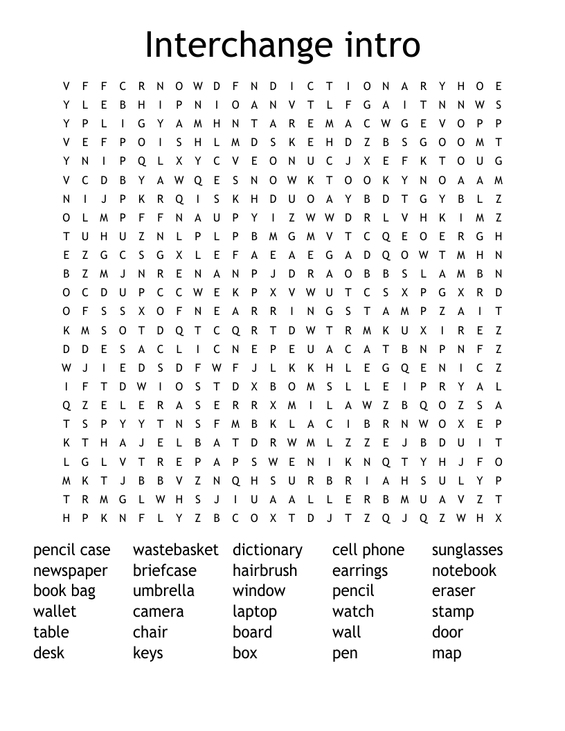 Interchange intro Word Search