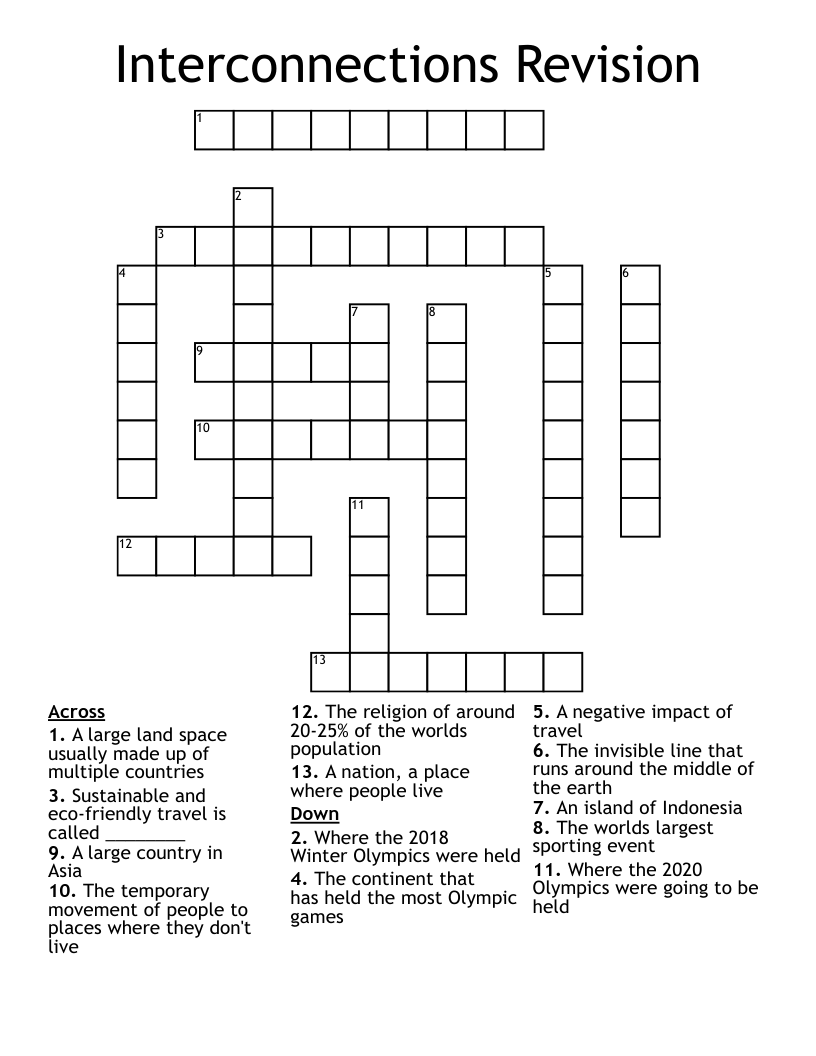 Interconnections Revision Crossword