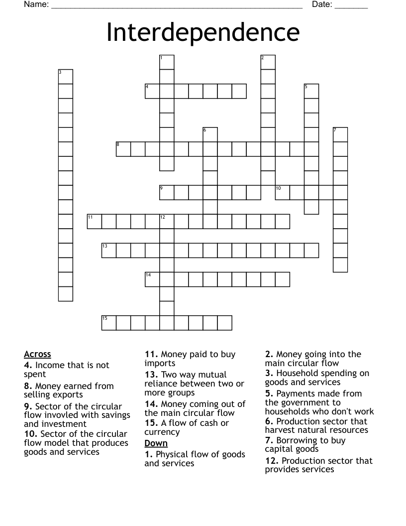 Interdependence Crossword