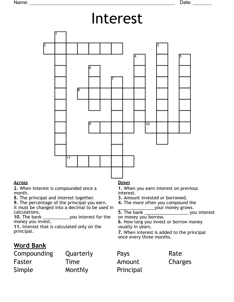 Interest Crossword
