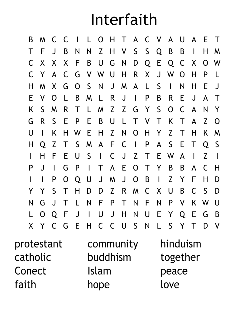 Interfaith Word Search