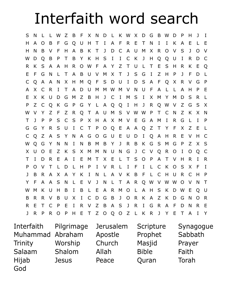 Interfaith word search