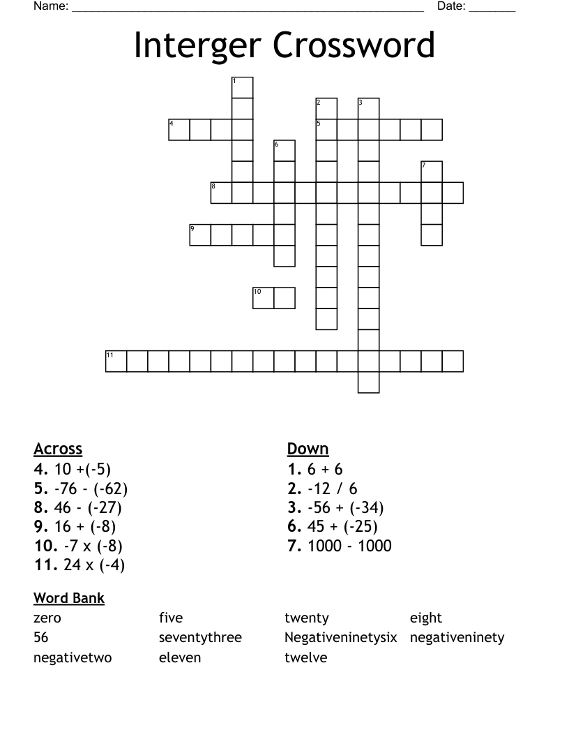 Interger Crossword