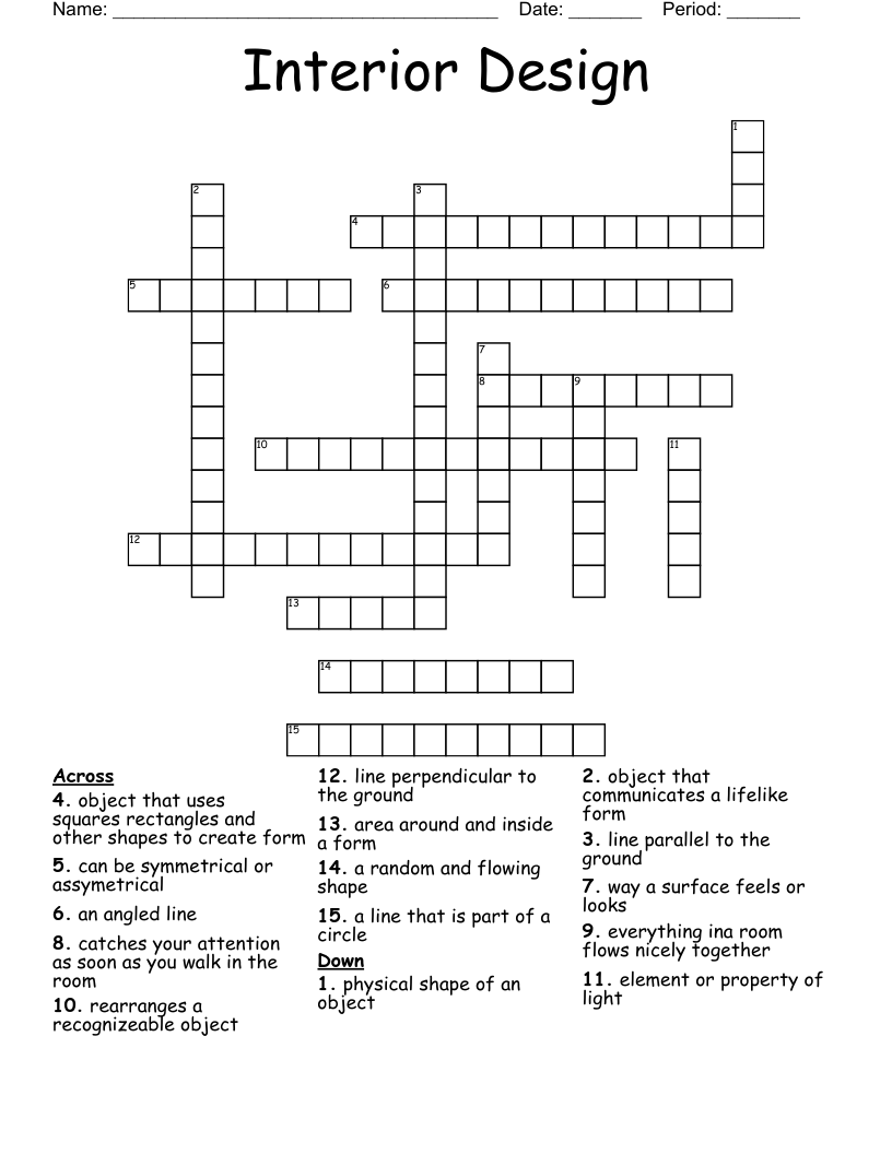 Interior Design  Crossword
